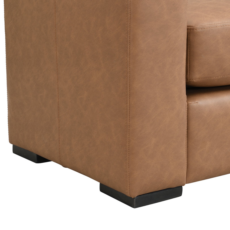 Repose-pieds en similicuir brun élégant et durable, 18.5 " H x 18.75 " L x 47.75 " D, Brown PU