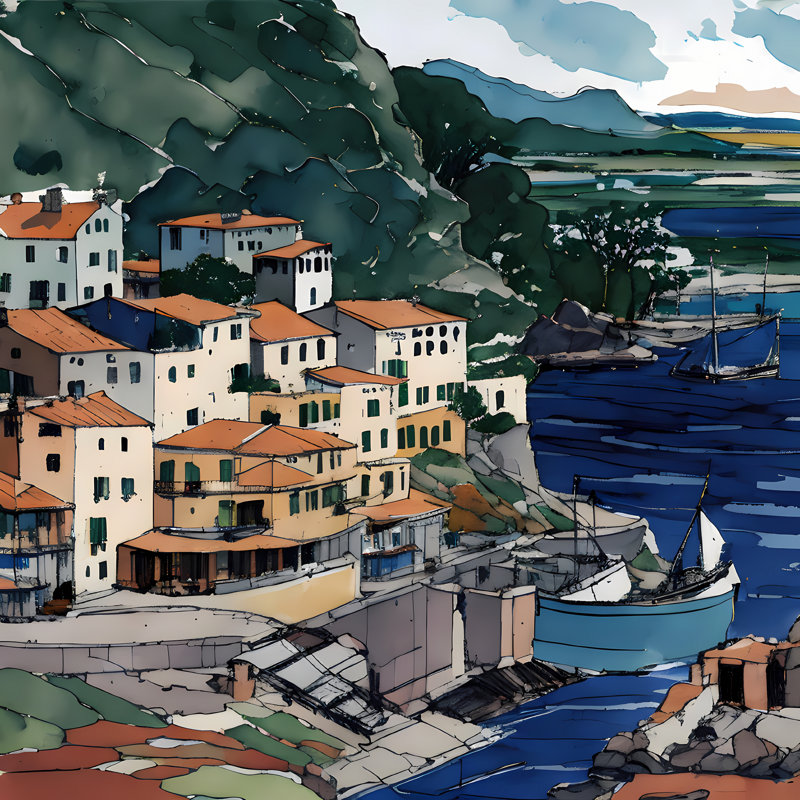 Cinque Terre View, H 54 po x l 54 po