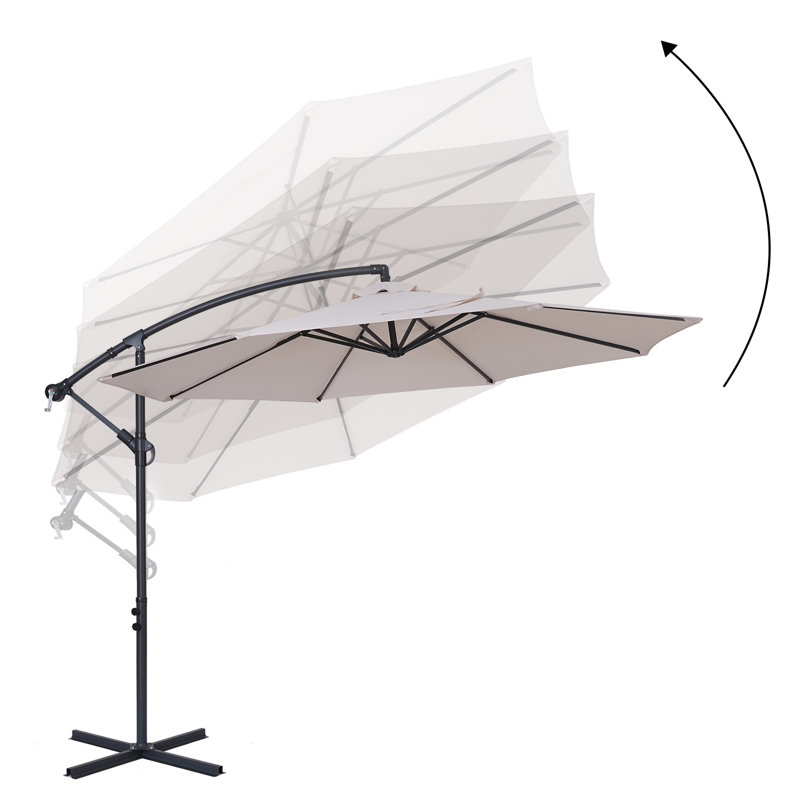 Parasol en porte-à-faux rond 120 "Atanase, Beige