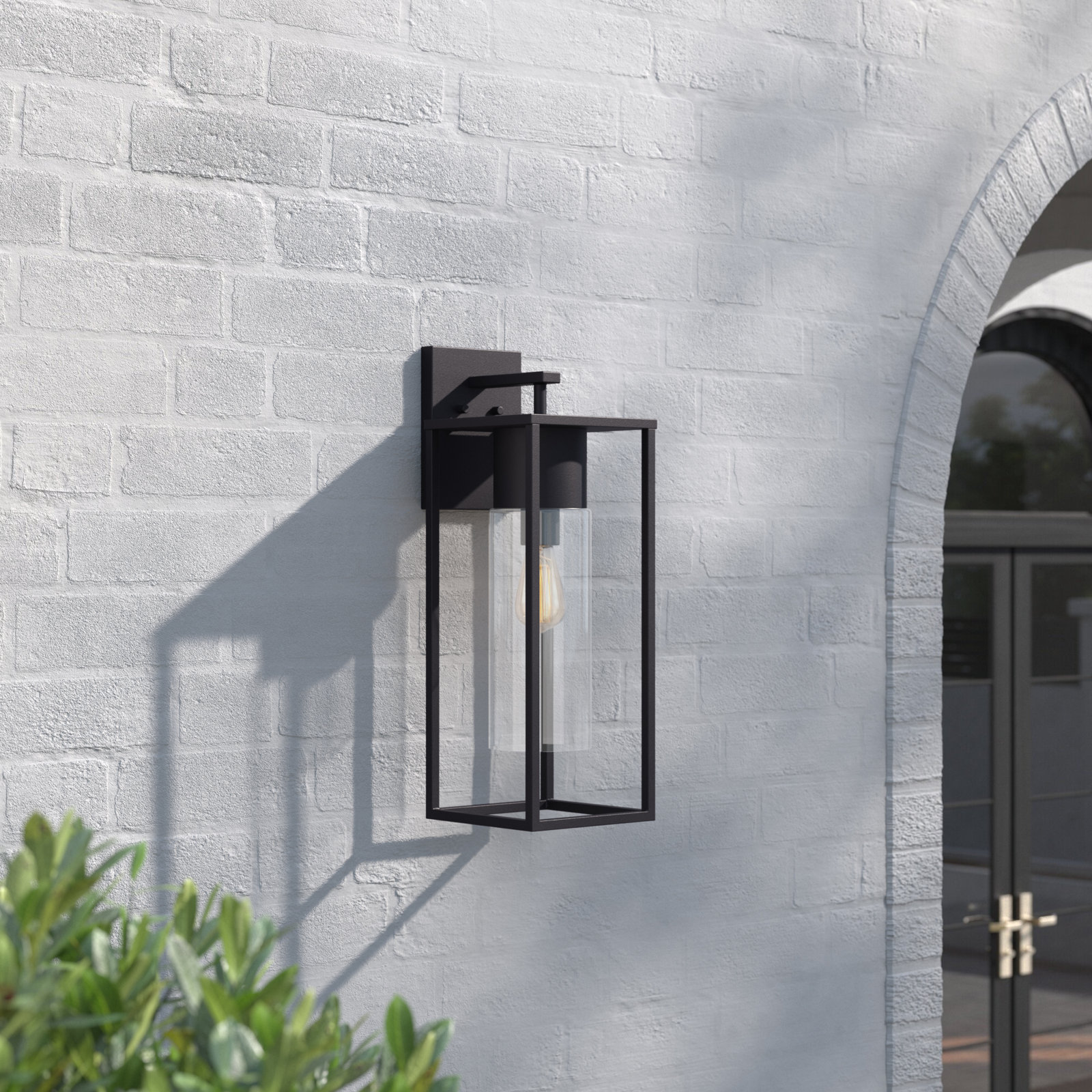 Kota Single Light Outdoor Wall Light, Black, 23" H x 8" W x 8" D