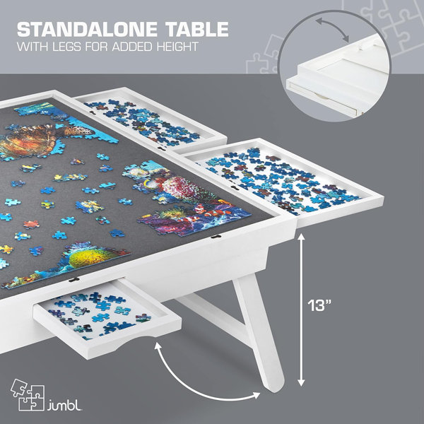 Jumbl 27x35 Jigsaw Puzzle Board, Portable Rack With Legs & 6