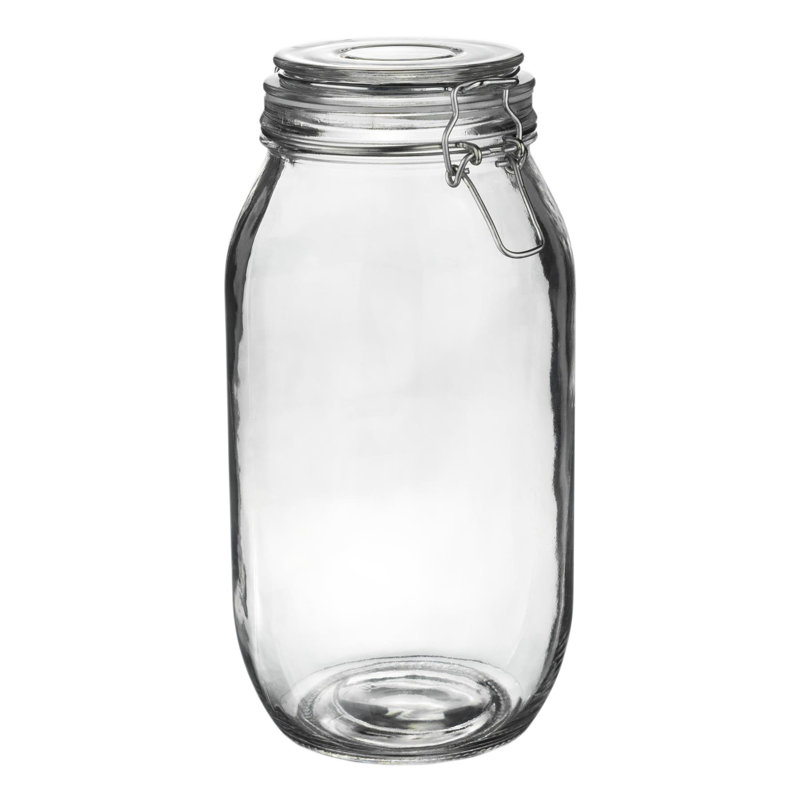 Argon Tableware - Glass Storage Jars with Labels, 25cm H x 12cm W x 12cm D, Clear