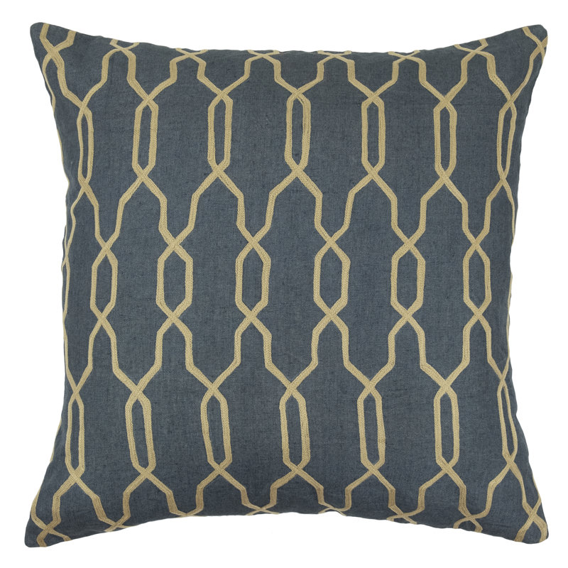 Embroidered Linen Throw Pillow