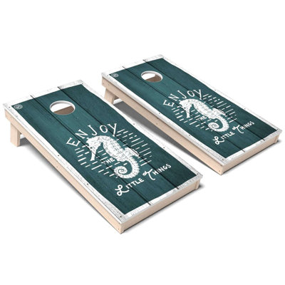Ensemble de planches de cornhole toutes saisons Coastal Enjoy the Little Things
