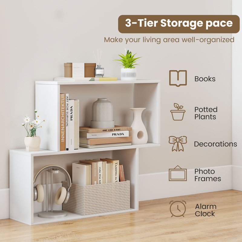 70cm H x 80cm W Geometric Bookcase, White