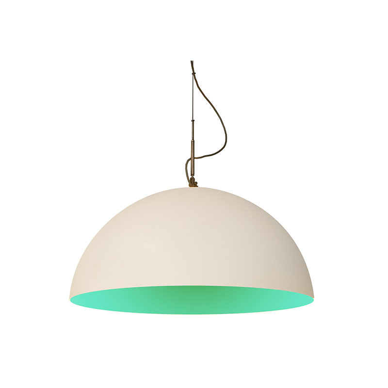 1 - Light Chrome Dome Pendant, White/Turquoise