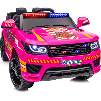 Electric Police Car for Kids, 12 Volt Kids Ride on Toy Car with Remote Control, Bluetooth, Megaphone