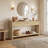 60"W Natural Rattan Console Table With 3 Drawers & Open Shelf, Modern Farmhouse Entryway Table With Anti-Slip Raised Edge & Adjustable Feet For Living Room, Hallway, Bedroom-259853029-258738055
