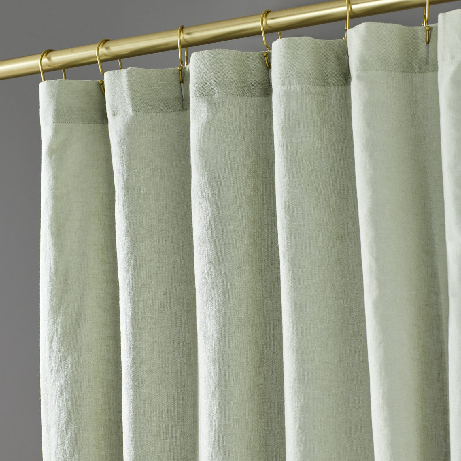 Jeffen Linen Blend Shower Curtain, Sage