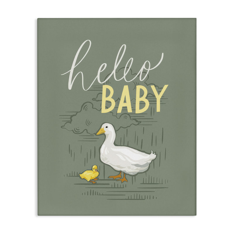 «Hello Baby Duck & Duckling», art mural sur toile par Caverly Smith, H 48 po x l 36 po