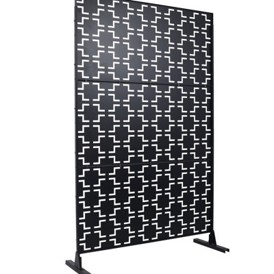76" H48" W Privacy Screen - Strong Metal For Patio, Balcony, Deck Black Outdoor & Indoor Fence Metal,