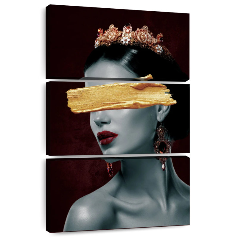Portrait de grand motif de peinture or Leisha, H 38 po x l 24 po