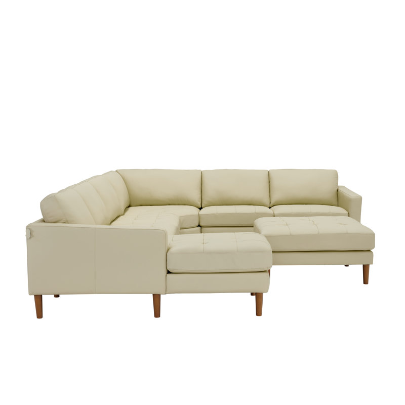 Canapé modulaire faisant face à la droite avec repose-pieds de 142 po Mentzer, Ivory Leather Match