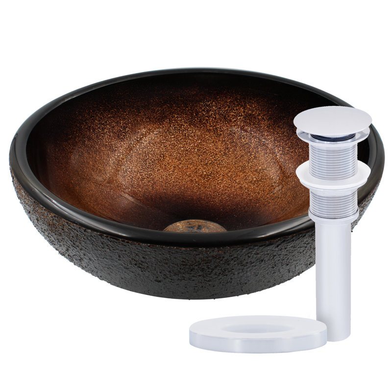 Novatto 12'' Glass Circular Bathroom Sink, Chrome