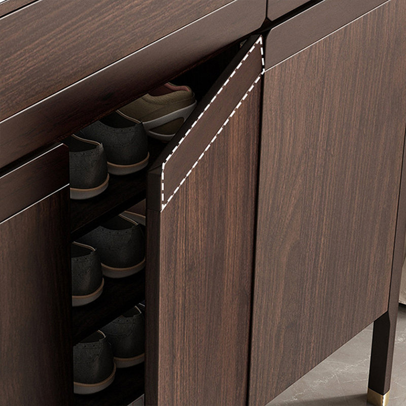 Rangement pour chaussures en bois manufacturé et brun noisette