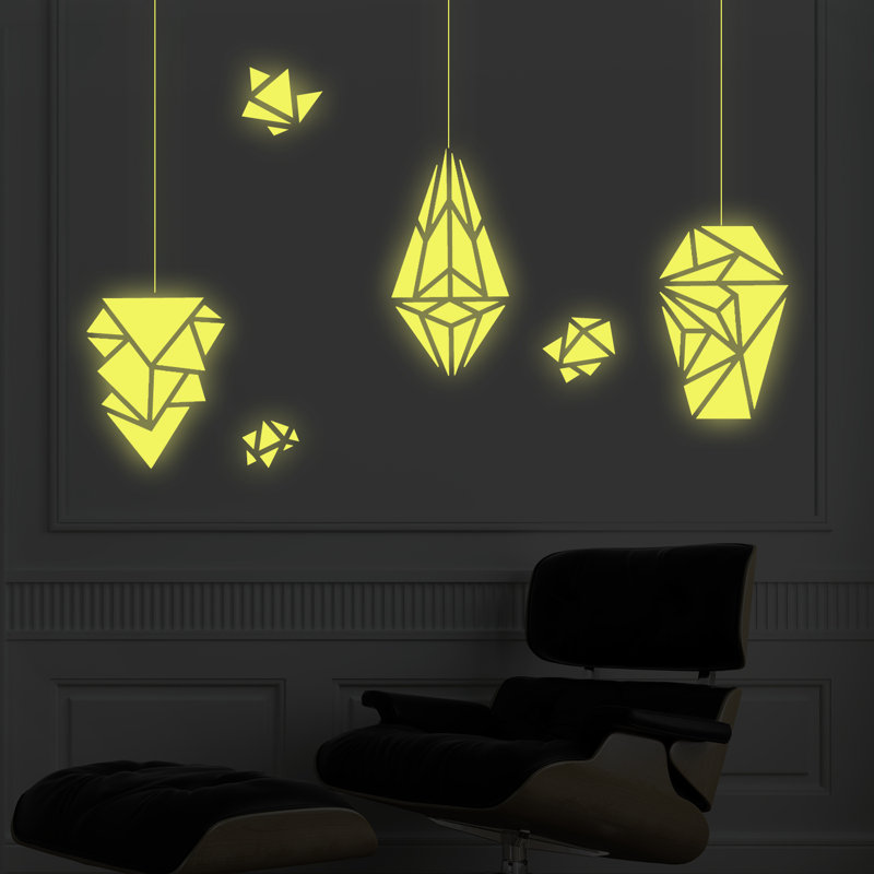 Adhésif décoratif lumières de lampes géométriques dans le mur foncé