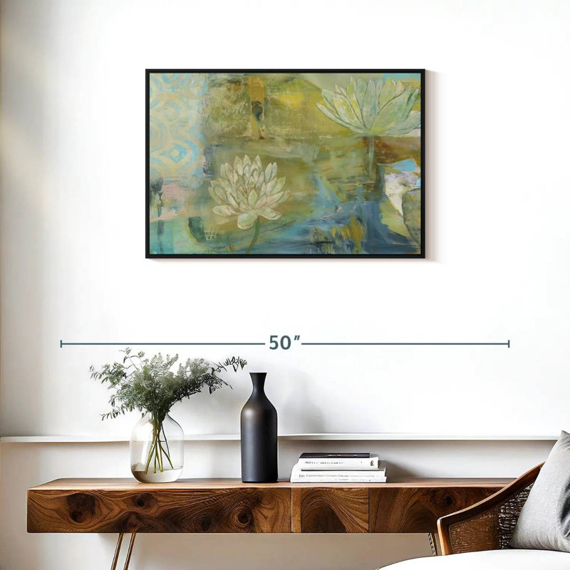 Lotus Dream, Cadre flottant noir, 31 po x 21 po