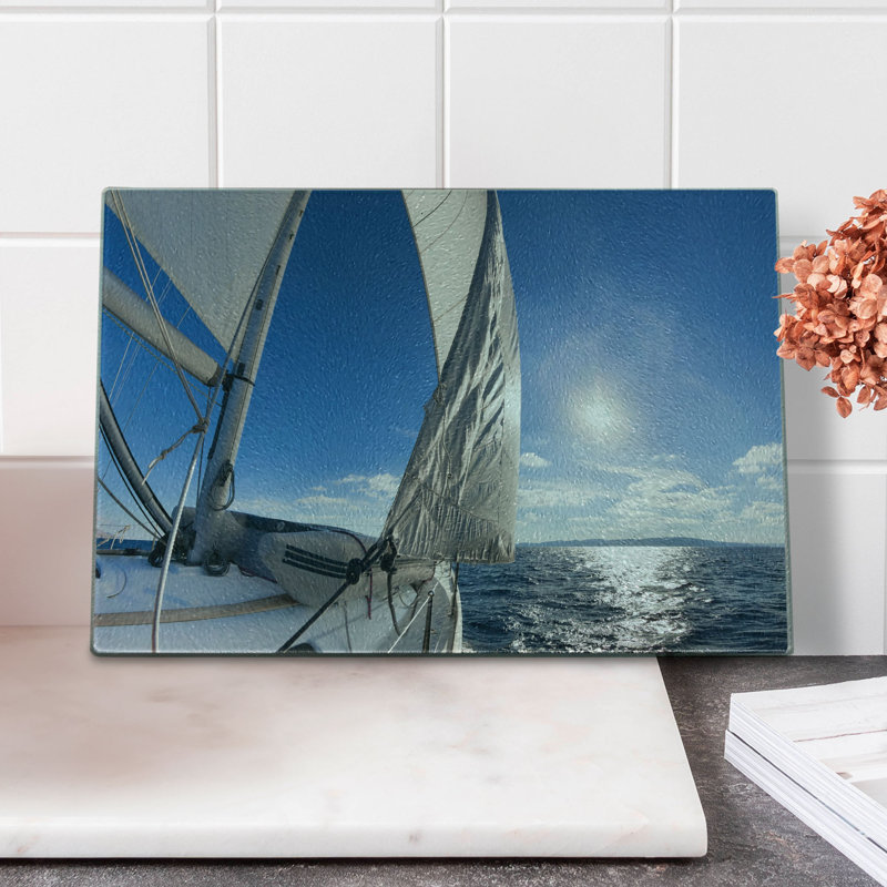 Planche à découper en verre trempé bleu marine Ambesonne