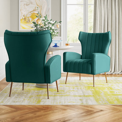 Milana 27" Wide Velvet Wingback Chair by Etta Avenue