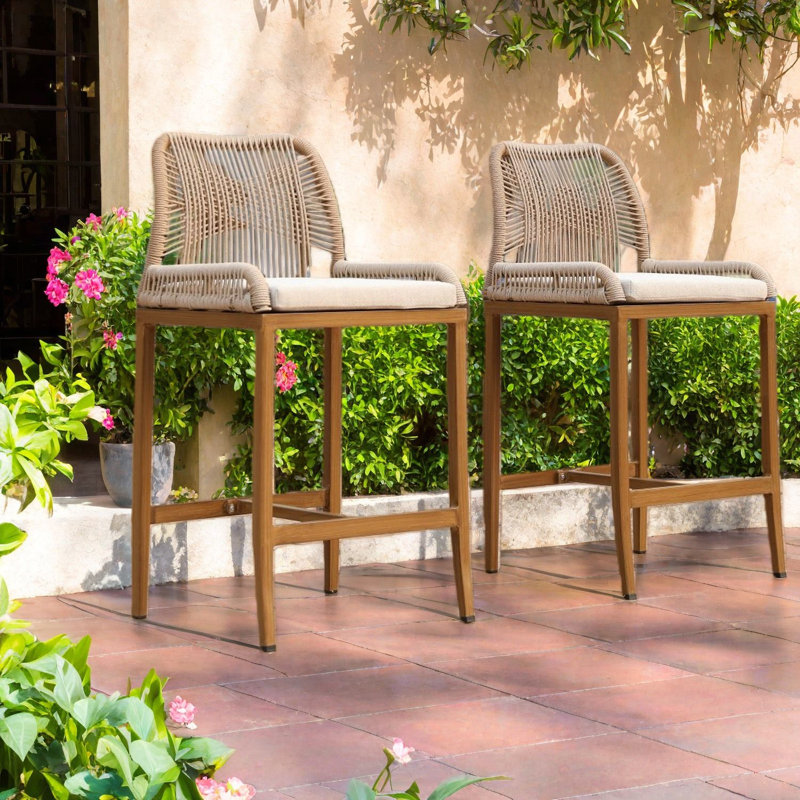 Tabourets de bar confortables, ensemble de maison d'extérieur moderne en corde d'aluminium