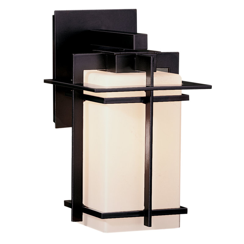 Tourou 11.4" H Outdoor Armed Sconce, Coastal Black, 7.4" H x 5.3" W x 5.9" D