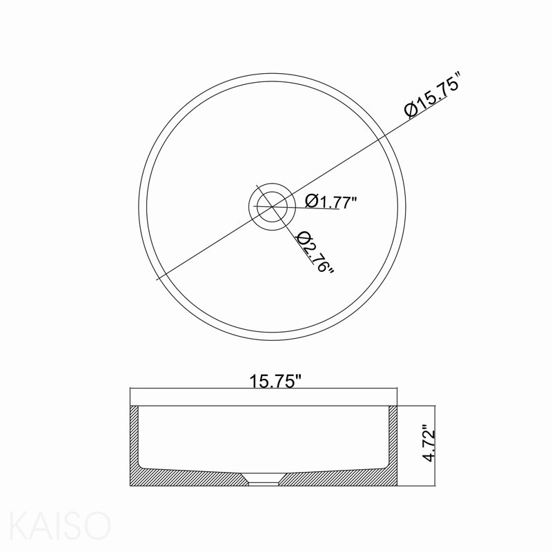 15'' Concrete Round Modern Gray Bathroom Sink