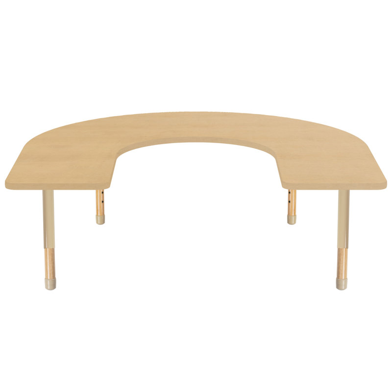 Table d'activité thermofusionnée 60 "x 66" avec pieds réglables en bois épais - grain d'érable / sable / naturel, Maple Grain