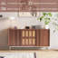 Buffet de rangement 70,87 po en noyer avec pieds en acier inoxydable
