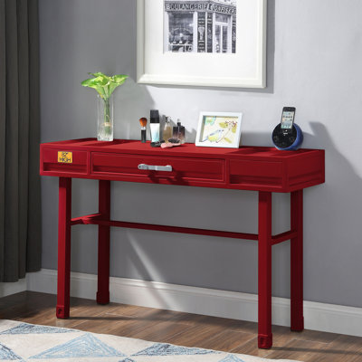 Bureau de coiffeuse rouge avec 1 tiroir