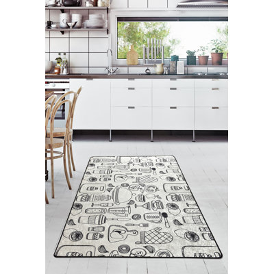 Modern Area Rug 5.2 x 7.5 ft, Black & White, 100% Polyester | Soft Pile Height: 0.2 in, Total Thickness: 0.4 in | Antibacterial, Non-Slip Underside, Machine Washable | Perfect for Living Room, Bedroom & Office