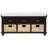 Rustic Storage Bench With 3 Drawers And 3 Rattan Baskets-126843180