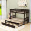Lit superposé simple au-dessus d'un lit simple en bois avec lit gigogne convertible-669047274