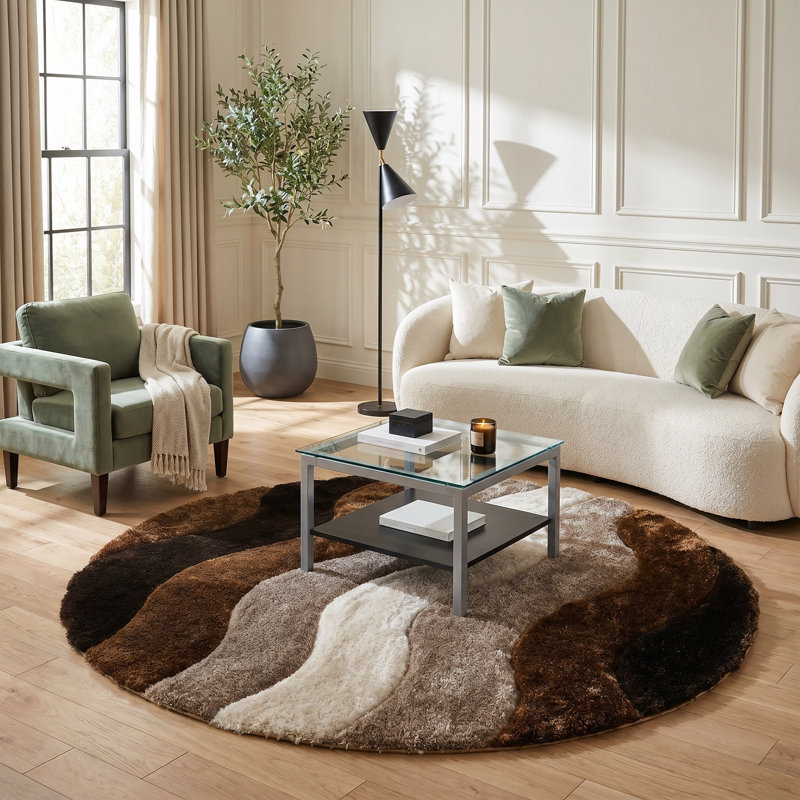 Tapis brun de la collection Garion, Rond 6 pi 9 po