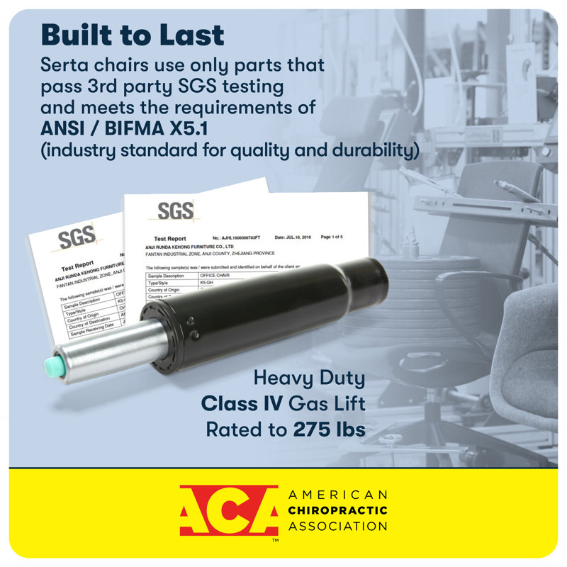 Serta Comfort Modern Executive Office Chair, Ergonomic Mid-Back, Semi Plush Cushion, Padded Armrest, Cognac