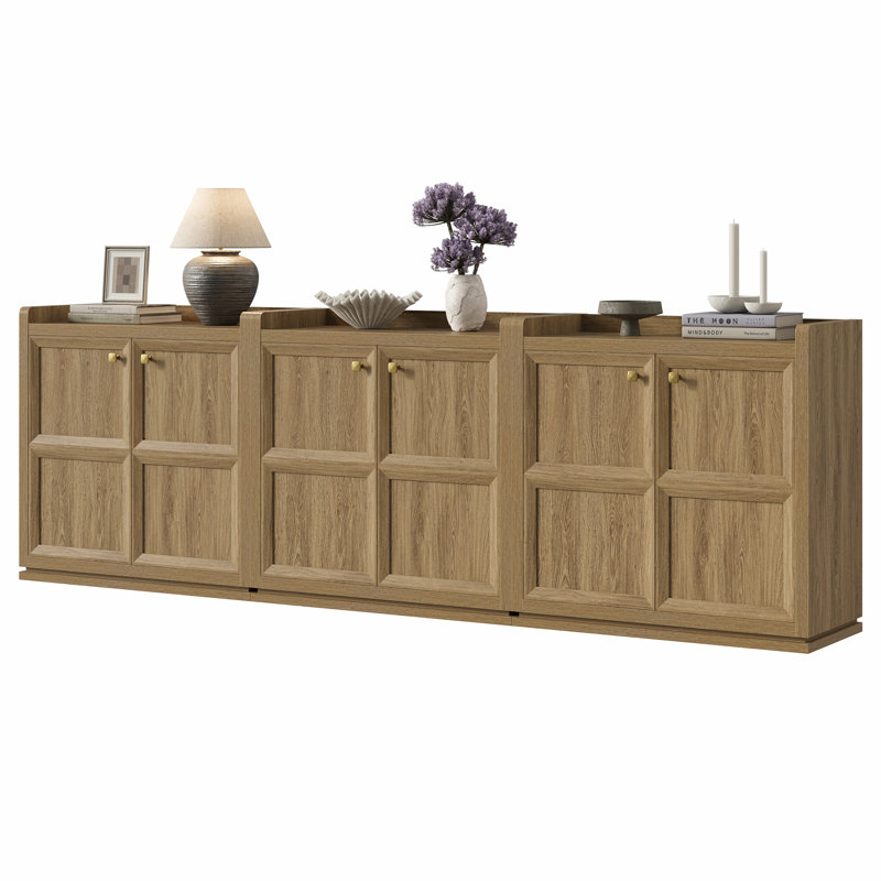 Buffet Helio de 34 po avec tablette réglable et coins ronds sécuritaires, Chêne naturel, 3