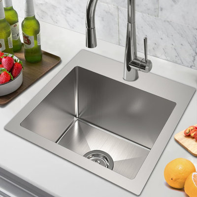 ForKitchen 15'' L Single Bowl Stainless Steel Kitchen Sink
