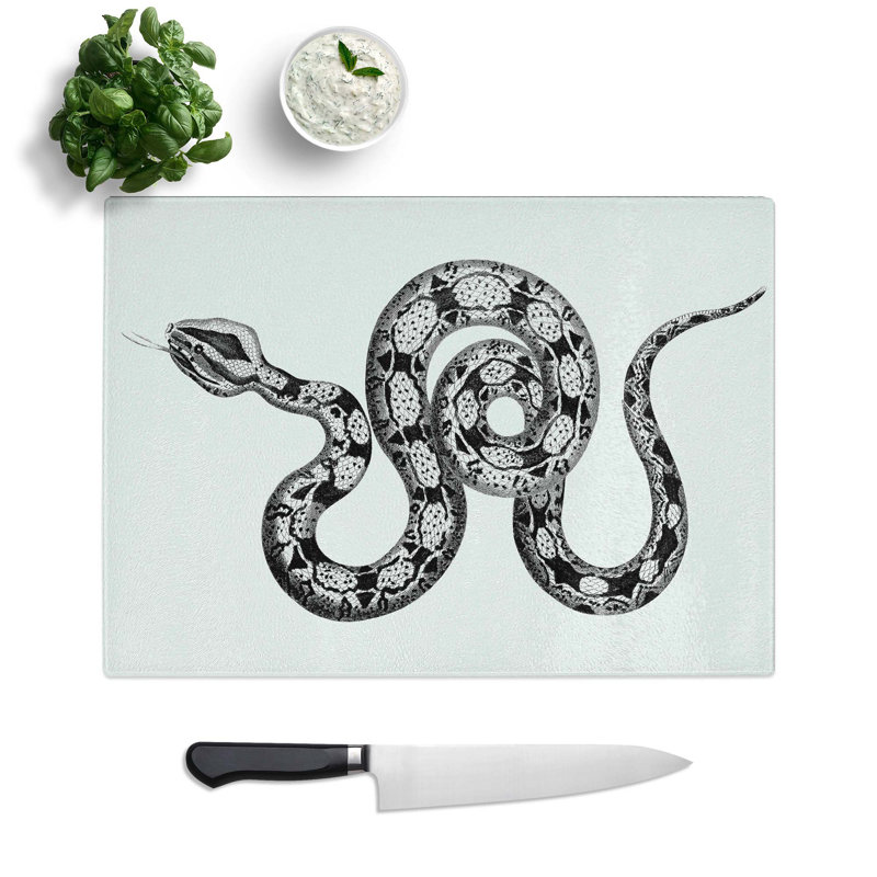 Tempered Glass Boa Constrictor Snake Chopping Board, 28.5 cm W x 20 cm L