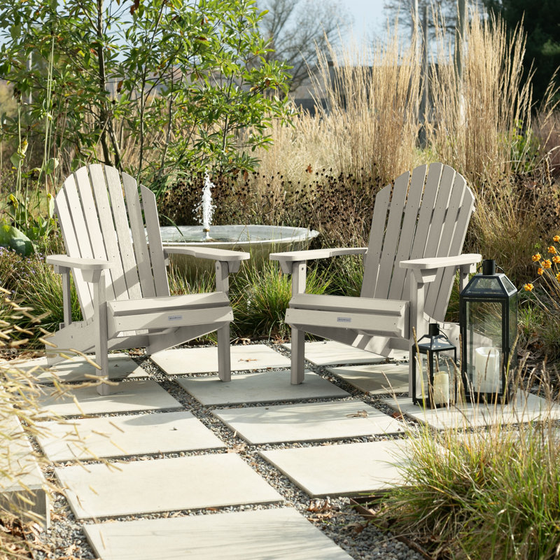 Anette Outdoor Adirondack Set, Whitewash