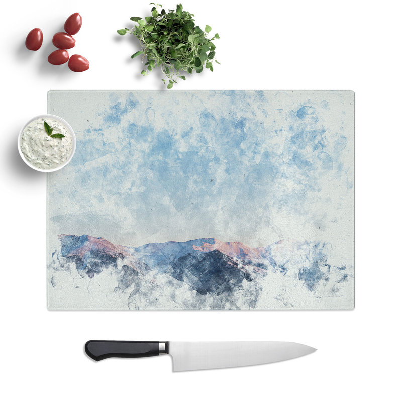 Tempered Glass Mountain Horizon in France Chopping Board, 20 cm x 28.5 cm