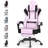 Luxvie Linen Fabric Gaming Chair with Footrest, High Back Ergonomic Computer Chair with Massage Lumbar Pillow, Gamer Chair with Adjustable Headrest, Comfortable Office Chair for Home & Gaming, Pink-118618081
