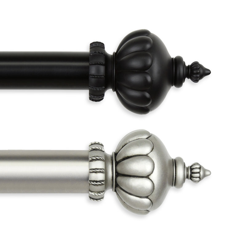 Tringle à rideaux simple Imperial, Noir, noir, noir, noir, H 3 po x l 72 po x P 4,5 po