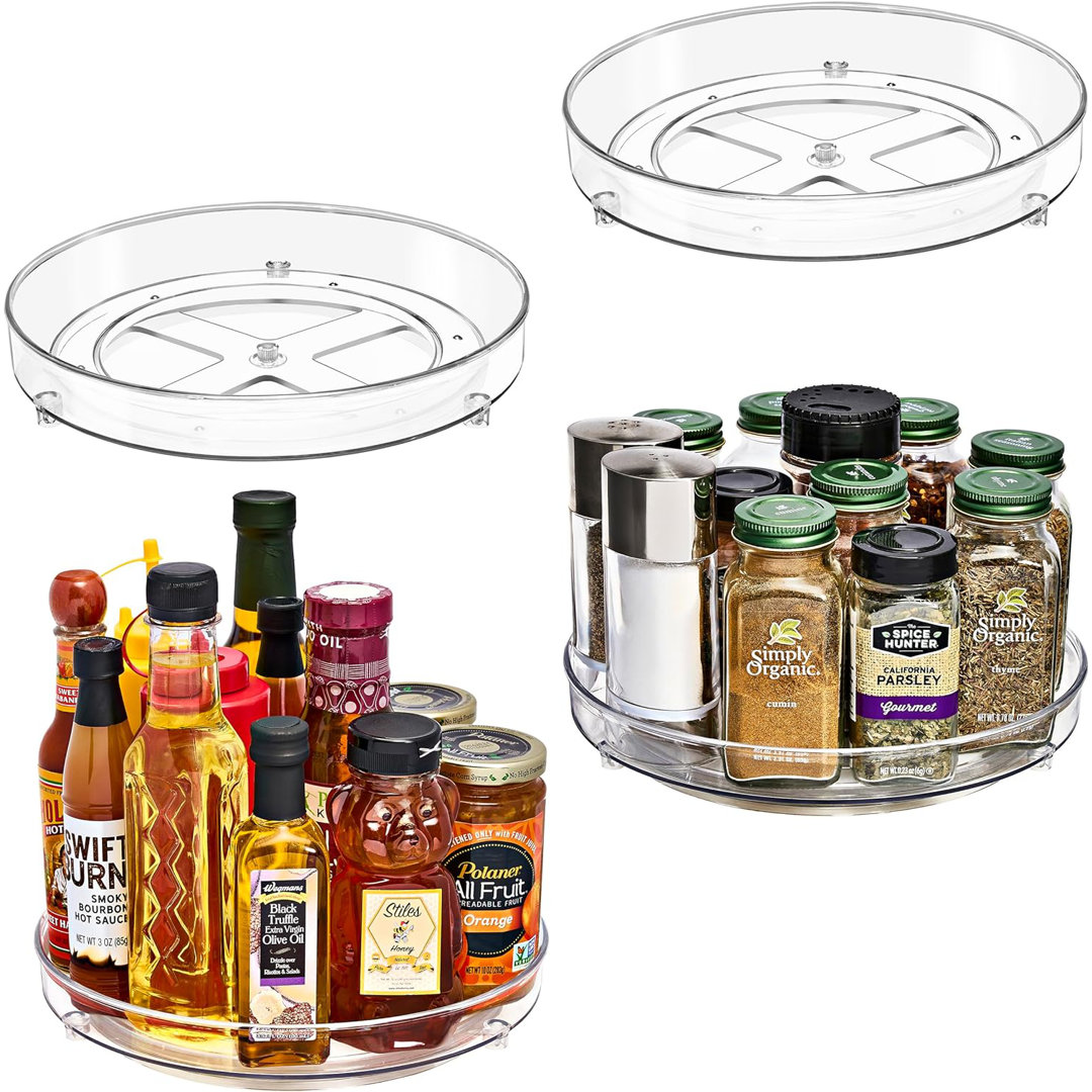  Clear Flat Lazy Susan Organizer 4 pack Sorbus