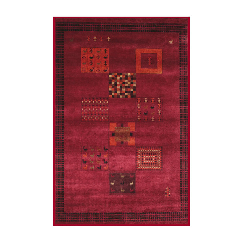 Tapis rouge / brun Contemporary, Rectangle 8 pi x 10 pi