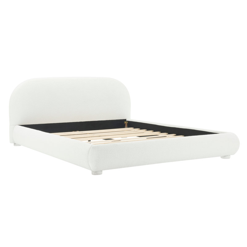 Lit tapissier en tissu de style crème, Grand