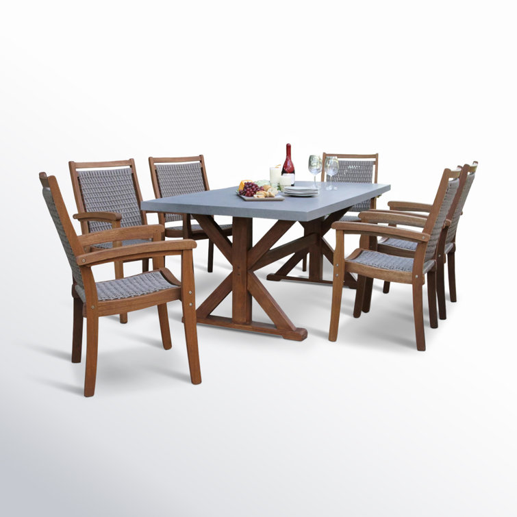 Fleur 74'' Rectangular 6 - Person Outdoor Dining Set