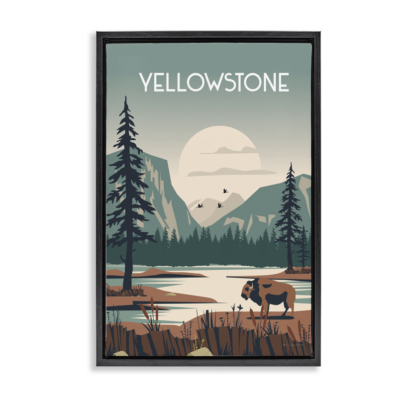 Toile flottante «Yellowstone Landmark View» par Omar Escalante, Cadre flottant noir de jais, H 31 po x l 21 po