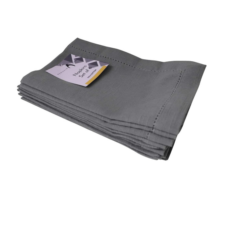 Azelia Cotton Solid Colour Square Napkin, Grey
