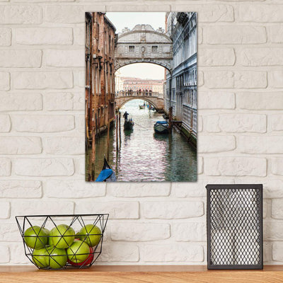 Gondolas Under Bridge of Sighs in Venice 1 Piece Wrapped Canvas Wall Art