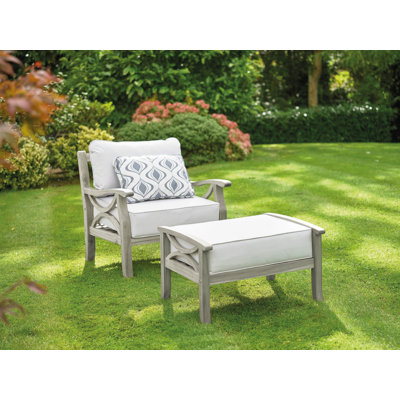 Jaenis Acacia Outdoor Lounge Chair with Ottoman, Sunbrella® Cushions Included