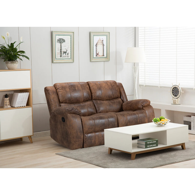 Byadbo 2 Seater Faux Leather Reclining Sofa, Brown
